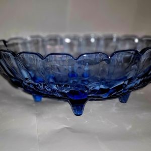 Vintage Blue Glass Fruit Bowl